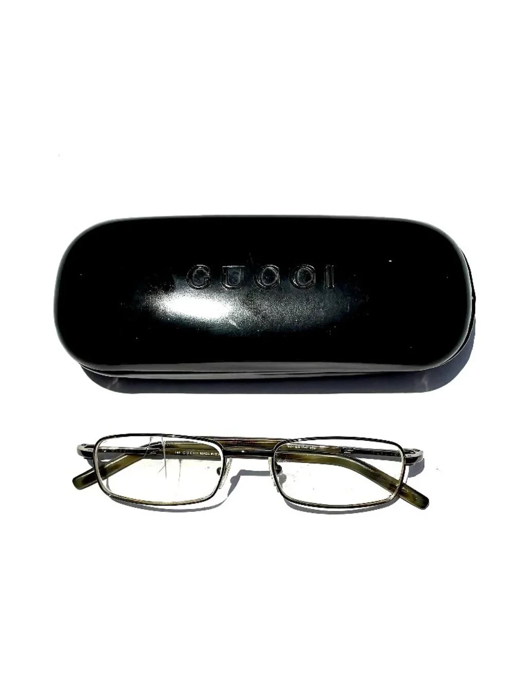 VTG Gucci GG1741 9B9 Eyeglass Frames, Gunmetal with Case, Italy